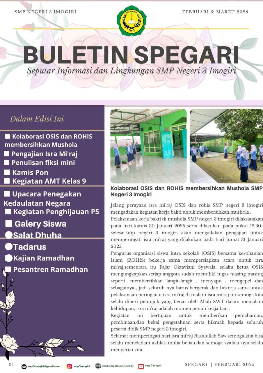 Kolaborasi OSIS & ROHIS Bersihkan Mushola