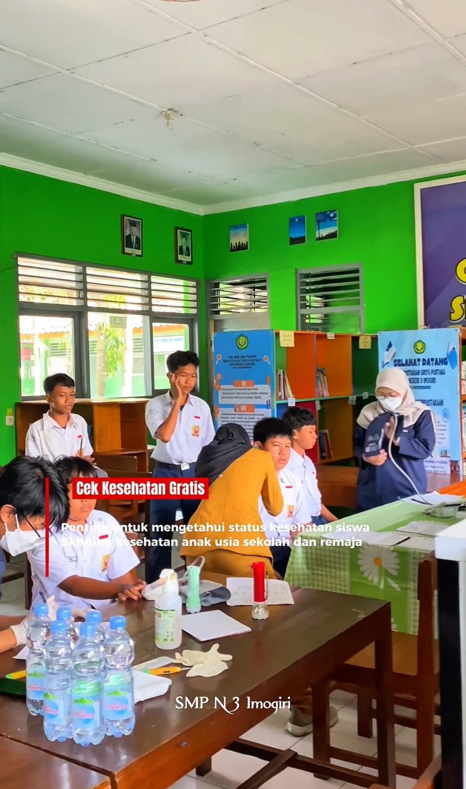 Wujud Kepedulian Terhadap Tumbuh Kembang Siswa, SMP N 3 Imogiri Gelar Cek Kesehatan Gratis Bersama Puskesmas II Imogiri